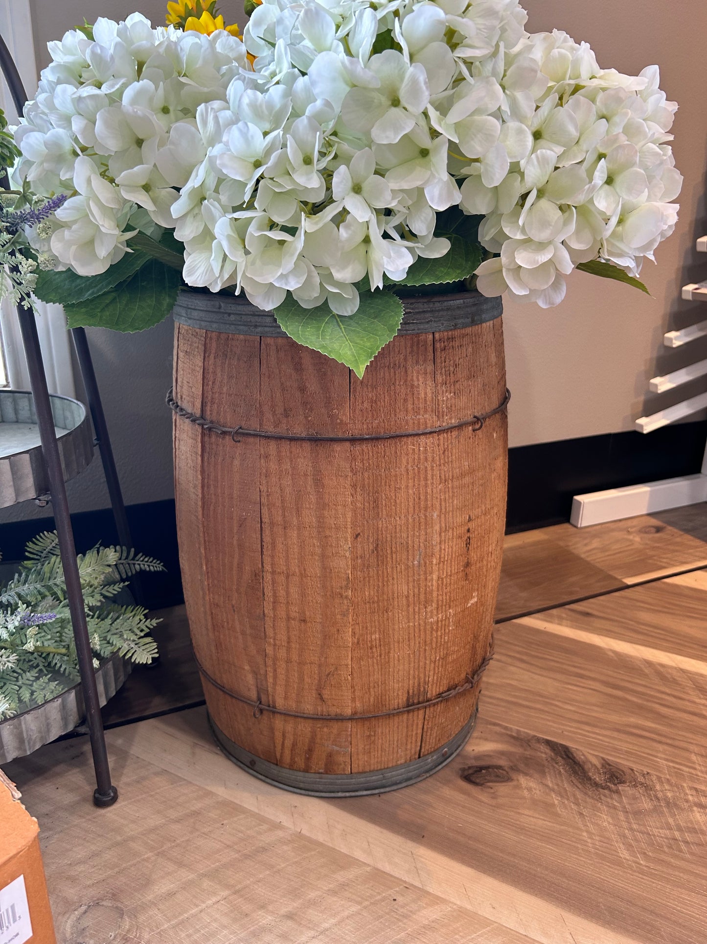 Wood Barrel w/ Galvanized Rim